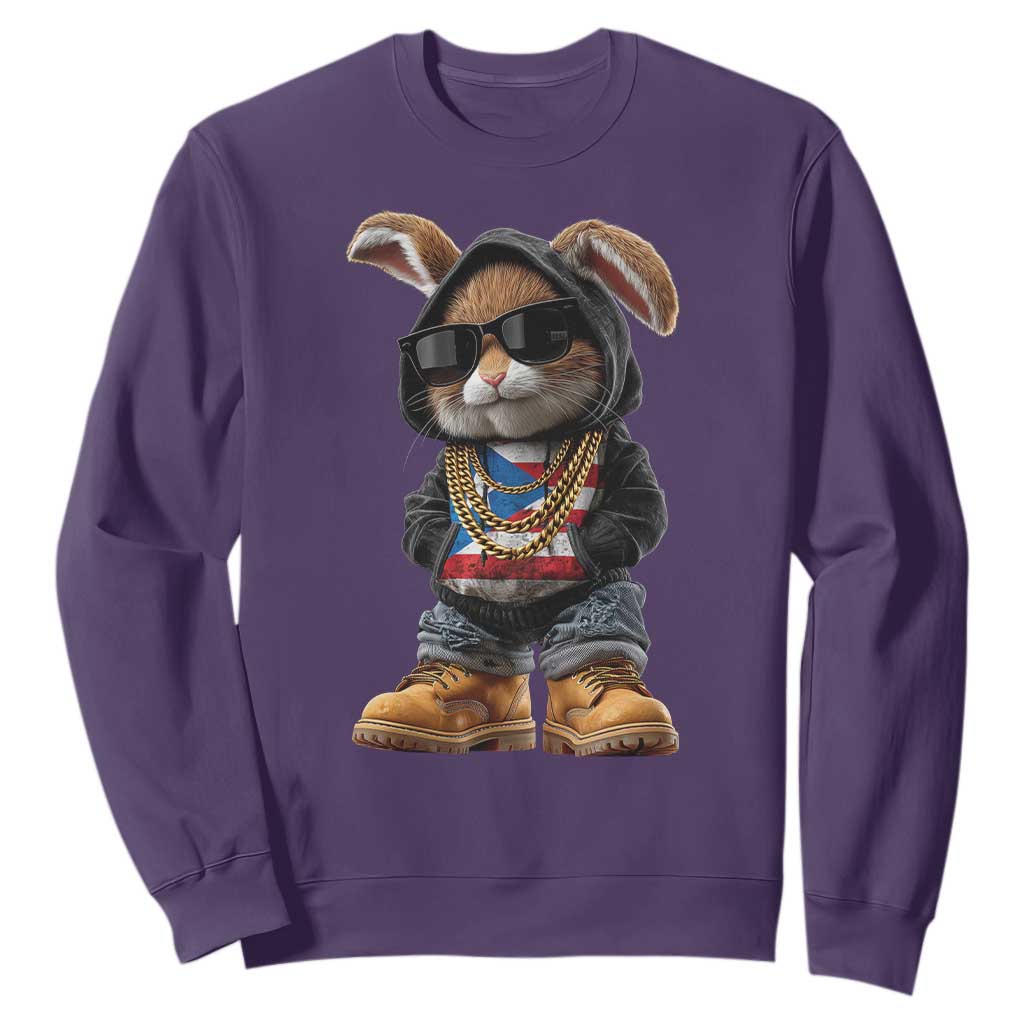 Bunny Puerto Rican Flag Sweatshirt Puerto Rican Taino Boricua Vibes TS10 Purple Print Your Wear