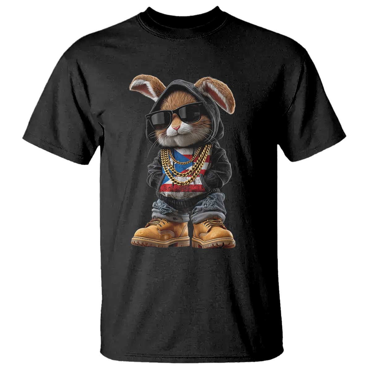 Bunny Puerto Rican Flag T Shirt Puerto Rican Taino Boricua Vibes TS10 Black Print Your Wear