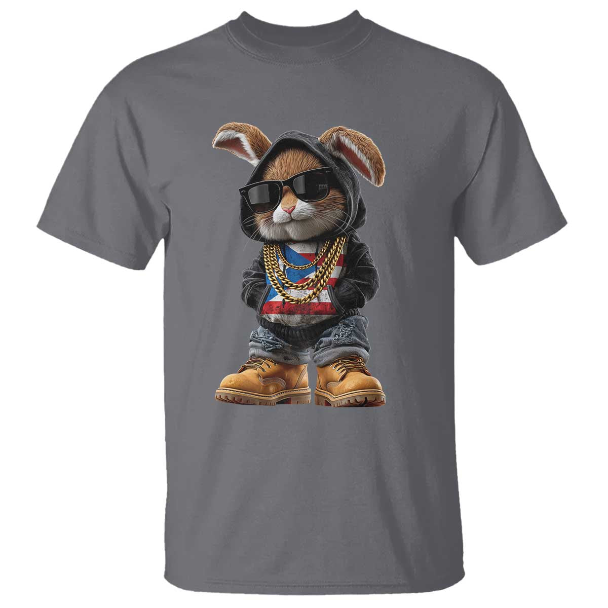 Bunny Puerto Rican Flag T Shirt Puerto Rican Taino Boricua Vibes TS10 Charcoal Print Your Wear
