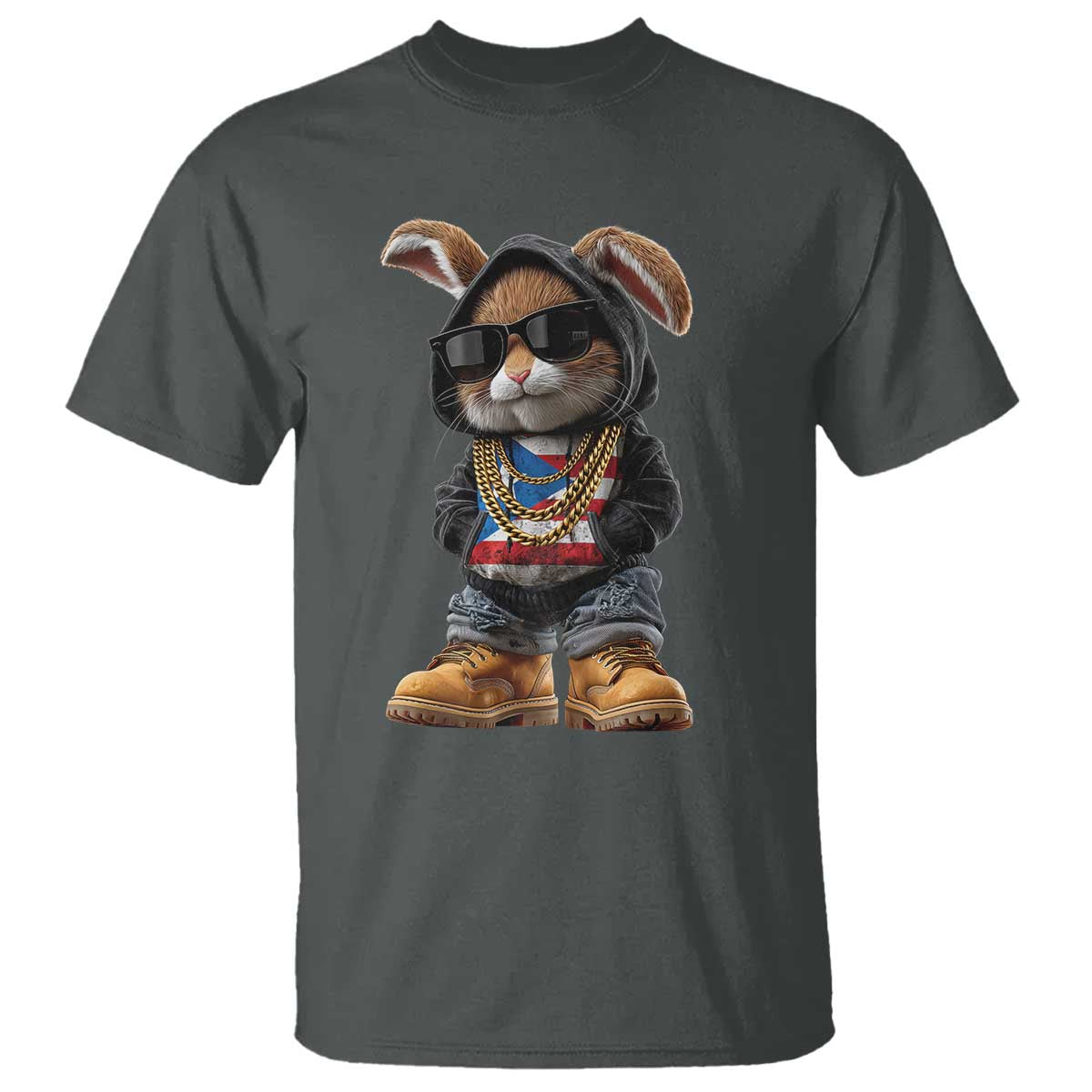 Bunny Puerto Rican Flag T Shirt Puerto Rican Taino Boricua Vibes TS10 Dark Heather Print Your Wear