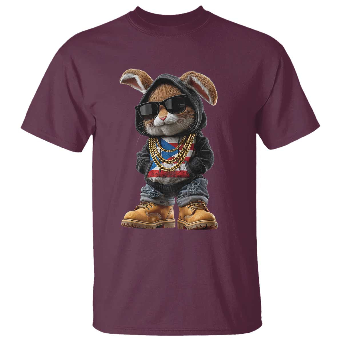 Bunny Puerto Rican Flag T Shirt Puerto Rican Taino Boricua Vibes TS10 Maroon Print Your Wear