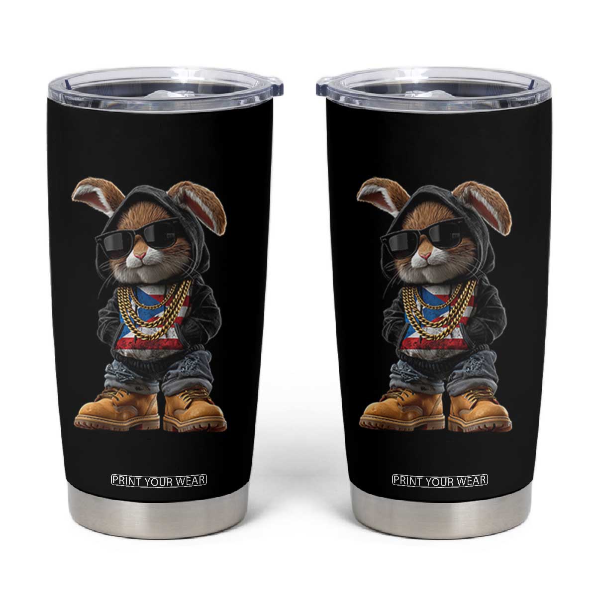 Bunny Puerto Rican Flag Tumbler Cup Puerto Rican Taino Boricua Vibes TS10 Black Print Your Wear