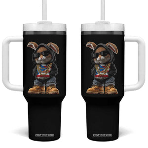 Bunny Puerto Rican Flag Tumbler With Handle Puerto Rican Taino Boricua Vibes TS10 One Size: 40 oz Black Print Your Wear