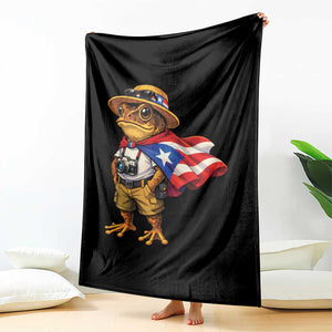 Coqui Frog Puerto Rico Flag Throw Blanket Puerto Rican Taino Boricua Vibes TS10 Print Your Wear