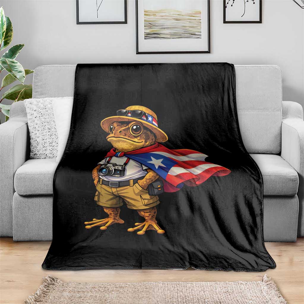 Coqui Frog Puerto Rico Flag Throw Blanket Puerto Rican Taino Boricua Vibes TS10 Print Your Wear