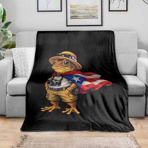 Coqui Frog Puerto Rico Flag Throw Blanket Puerto Rican Taino Boricua Vibes TS10 Print Your Wear