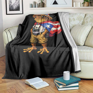 Coqui Frog Puerto Rico Flag Throw Blanket Puerto Rican Taino Boricua Vibes TS10 Print Your Wear