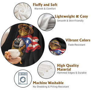 Coqui Frog Puerto Rico Flag Throw Blanket Puerto Rican Taino Boricua Vibes TS10 Print Your Wear