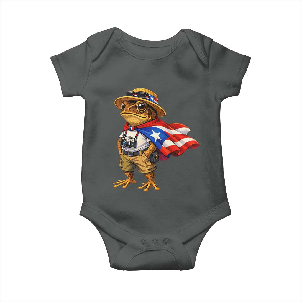 Coqui Frog Puerto Rico Flag Baby Onesie Puerto Rican Taino Boricua Vibes TS10 Dark Heather Print Your Wear