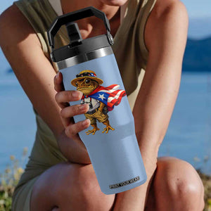 Coqui Frog Puerto Rico Flag Flip Straw Tumbler Puerto Rican Taino Boricua Vibes TS10 One Size: 30 oz Light Blue Print Your Wear