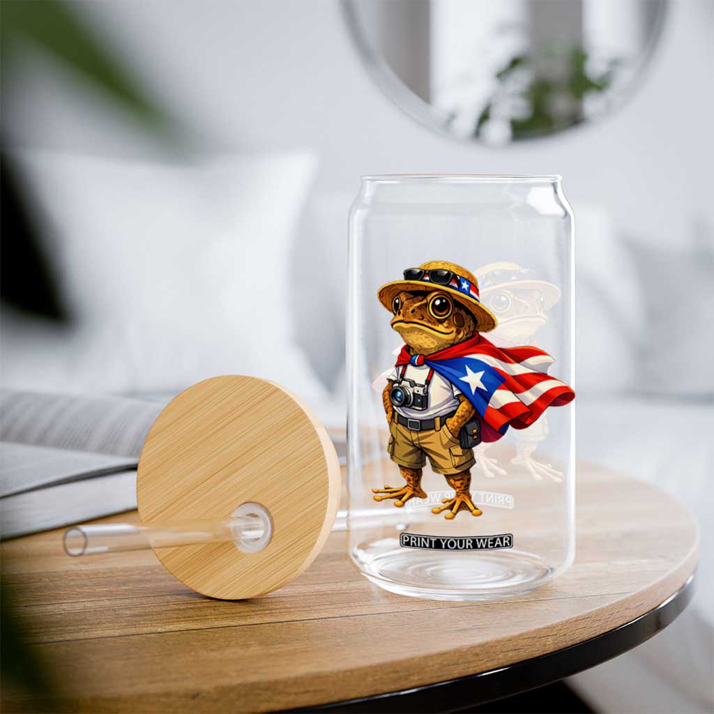 Coqui Frog Puerto Rico Flag Glass Can Puerto Rican Taino Boricua Vibes TS10 Print Your Wear