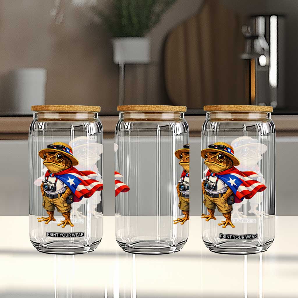 Coqui Frog Puerto Rico Flag Glass Can Puerto Rican Taino Boricua Vibes TS10 Print Your Wear