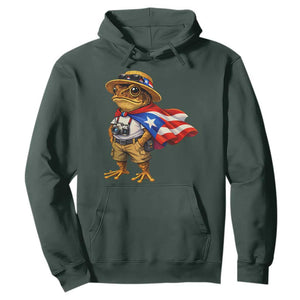 Coqui Frog Puerto Rico Flag Hoodie Puerto Rican Taino Boricua Vibes TS10 Dark Forest Green Print Your Wear