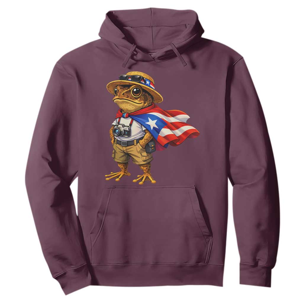 Coqui Frog Puerto Rico Flag Hoodie Puerto Rican Taino Boricua Vibes TS10 Maroon Print Your Wear