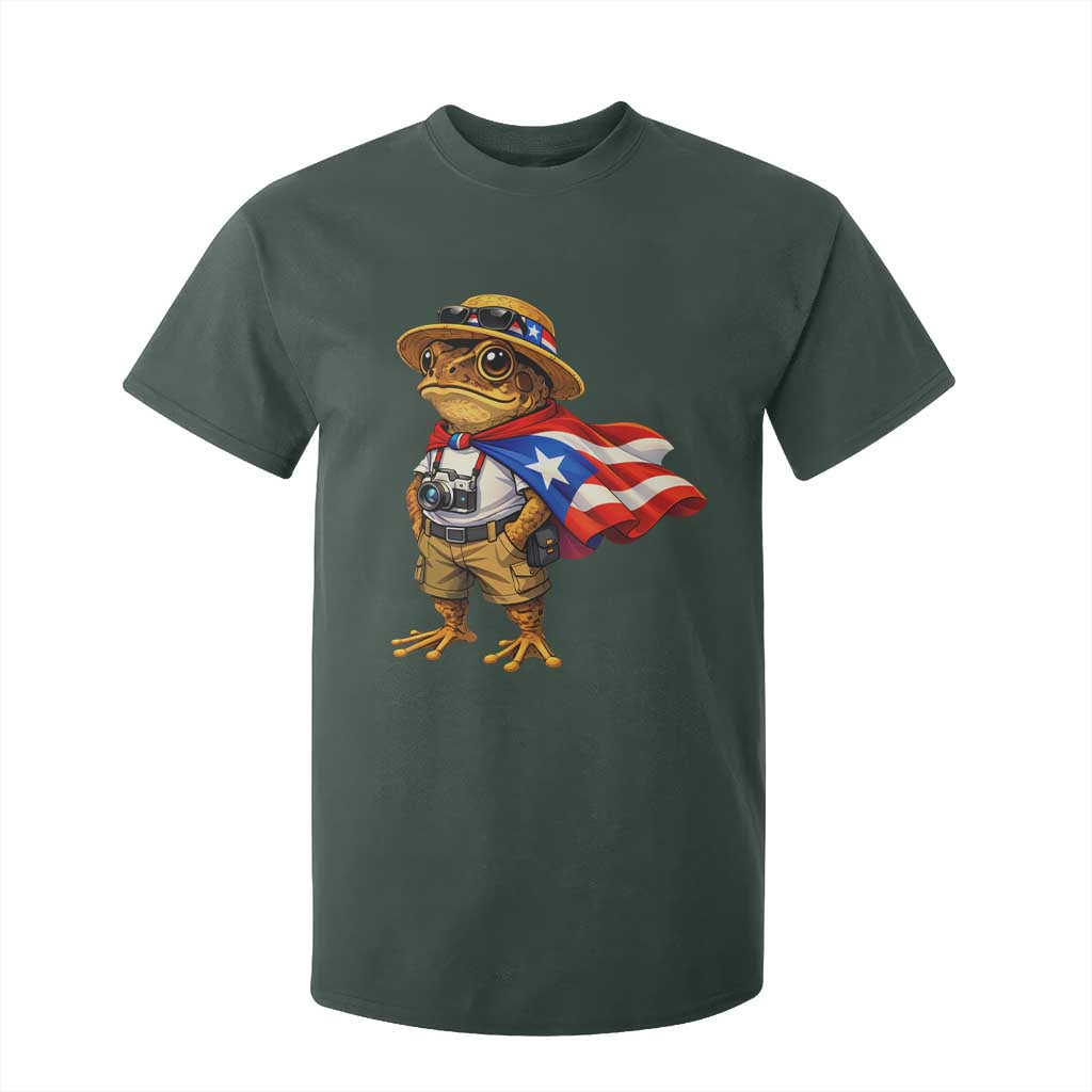 Coqui Frog Puerto Rico Flag T Shirt For Kid Puerto Rican Taino Boricua Vibes TS10 Dark Forest Green Print Your Wear