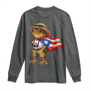 Coqui Frog Puerto Rico Flag Long Sleeve Shirt Puerto Rican Taino Boricua Vibes TS10 Dark Heather Print Your Wear