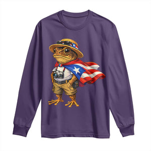 Coqui Frog Puerto Rico Flag Long Sleeve Shirt Puerto Rican Taino Boricua Vibes TS10 Purple Print Your Wear