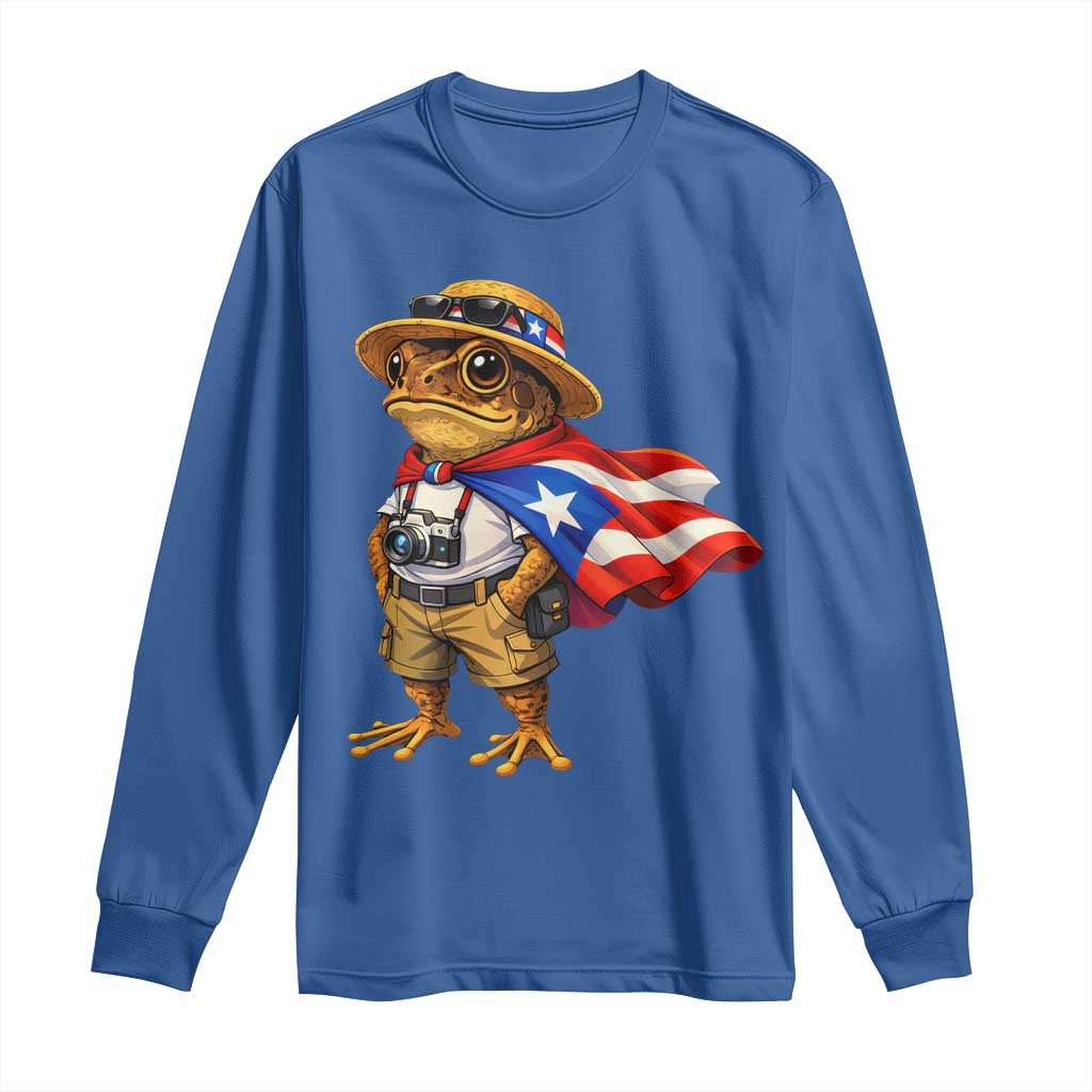 Coqui Frog Puerto Rico Flag Long Sleeve Shirt Puerto Rican Taino Boricua Vibes TS10 Royal Blue Print Your Wear