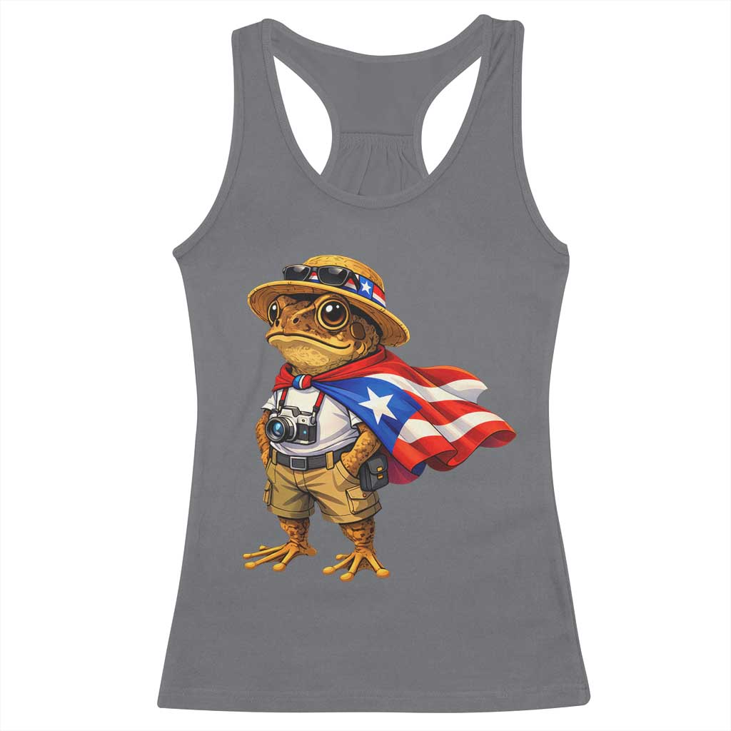 Coqui Frog Puerto Rico Flag Racerback Tank Top Puerto Rican Taino Boricua Vibes TS10 Charcoal Print Your Wear