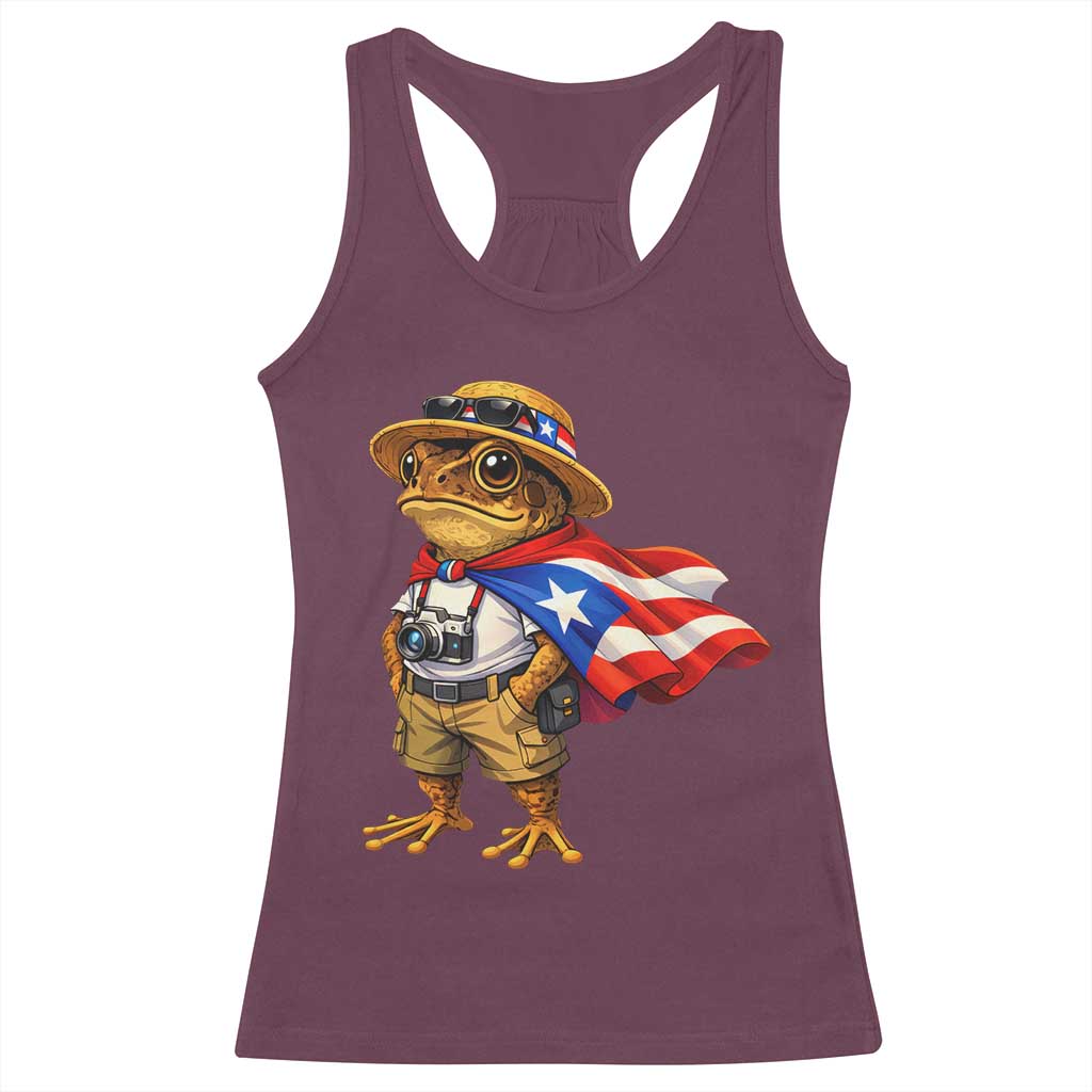 Coqui Frog Puerto Rico Flag Racerback Tank Top Puerto Rican Taino Boricua Vibes TS10 Maroon Print Your Wear