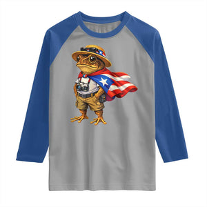 Coqui Frog Puerto Rico Flag Raglan Shirt Puerto Rican Taino Boricua Vibes TS10 Sport Gray Royal Print Your Wear