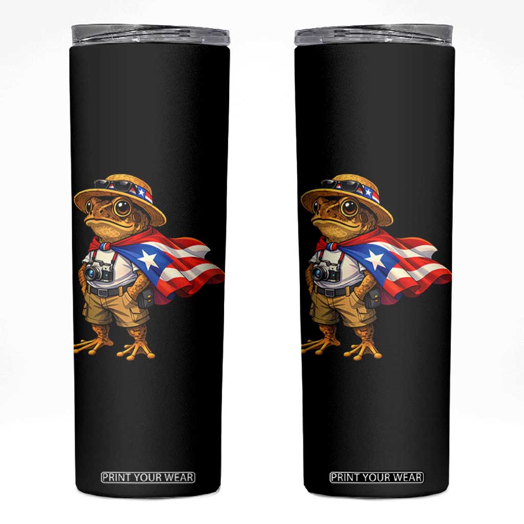 Coqui Frog Puerto Rico Flag Skinny Tumbler Puerto Rican Taino Boricua Vibes TS10 Black Print Your Wear