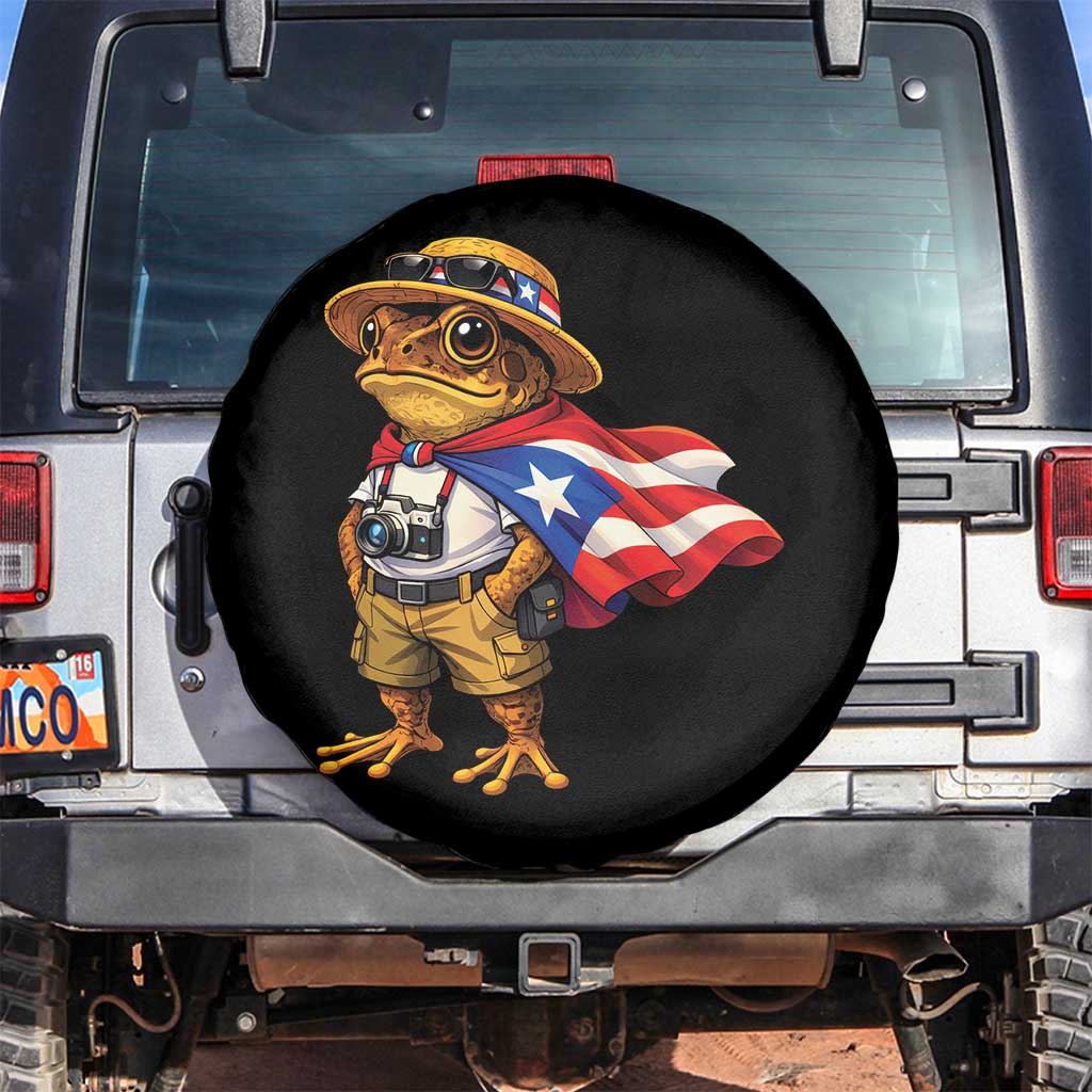 Coqui Frog Puerto Rico Flag Spare Tire Cover Puerto Rican Taino Boricua Vibes TS10 No hole Black Print Your Wear