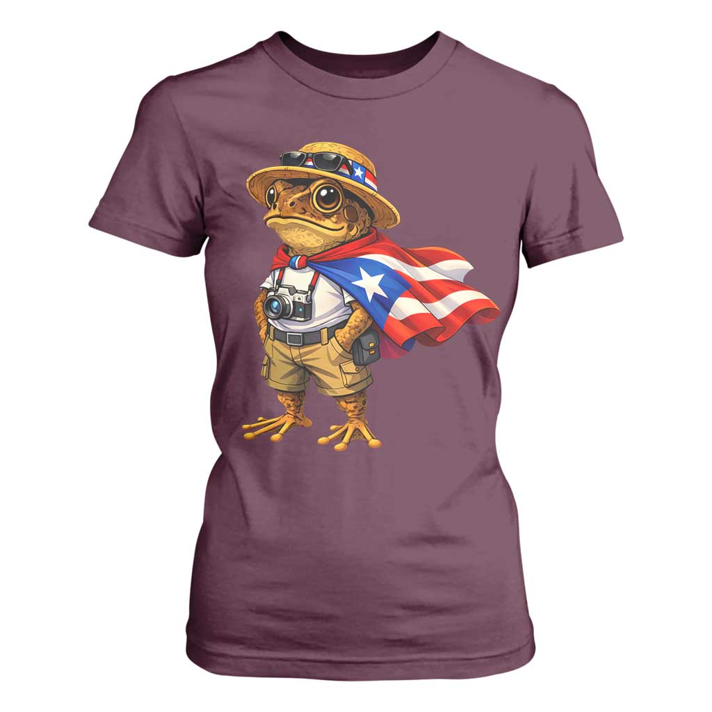 Coqui Frog Puerto Rico Flag T Shirt For Women Puerto Rican Taino Boricua Vibes TS10 Maroon Print Your Wear