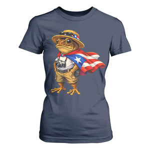 Coqui Frog Puerto Rico Flag T Shirt For Women Puerto Rican Taino Boricua Vibes TS10 Navy Print Your Wear