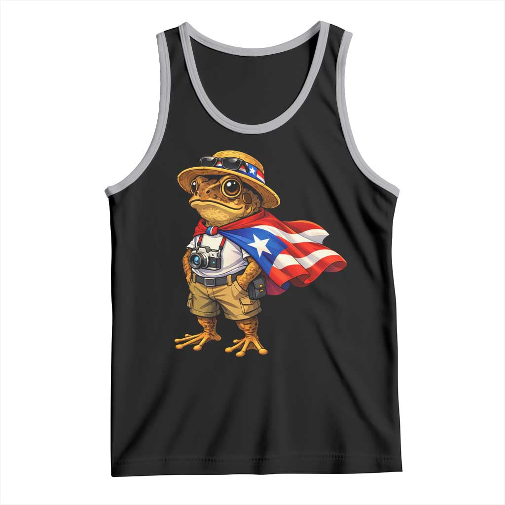Coqui Frog Puerto Rico Flag Tank Top Puerto Rican Taino Boricua Vibes TS10 Black Athletic Heather Print Your Wear