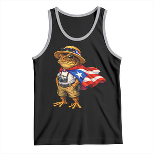 Coqui Frog Puerto Rico Flag Tank Top Puerto Rican Taino Boricua Vibes TS10 Black Athletic Heather Print Your Wear