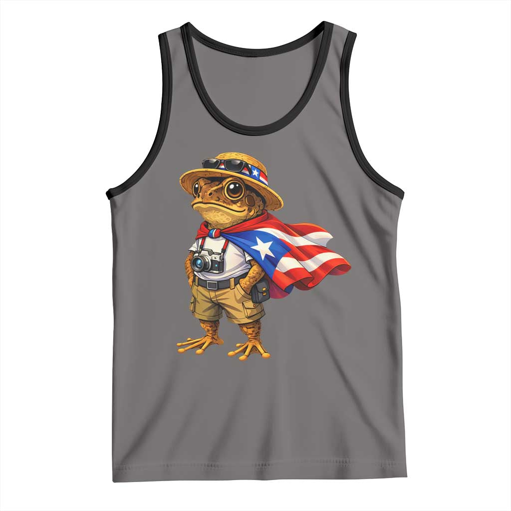Coqui Frog Puerto Rico Flag Tank Top Puerto Rican Taino Boricua Vibes TS10 Deep Heather Black Print Your Wear