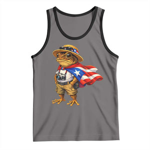 Coqui Frog Puerto Rico Flag Tank Top Puerto Rican Taino Boricua Vibes TS10 Deep Heather Black Print Your Wear