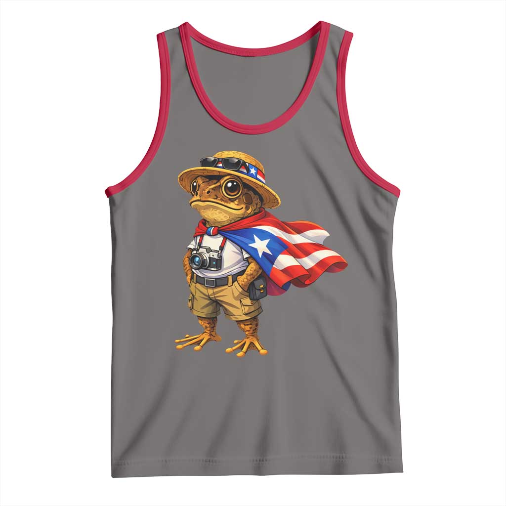 Coqui Frog Puerto Rico Flag Tank Top Puerto Rican Taino Boricua Vibes TS10 Deep Heather Red Print Your Wear