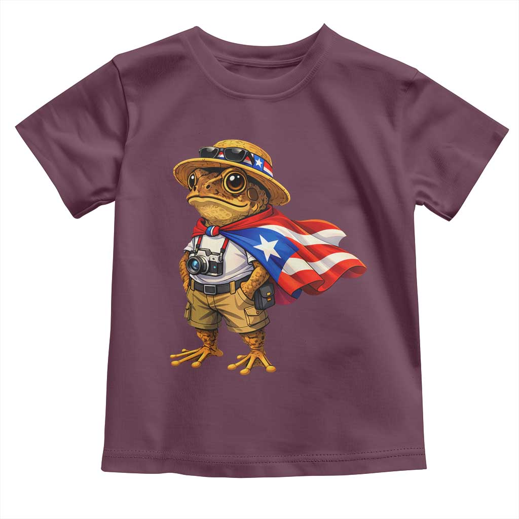 Coqui Frog Puerto Rico Flag Toddler T Shirt Puerto Rican Taino Boricua Vibes TS10 Maroon Print Your Wear