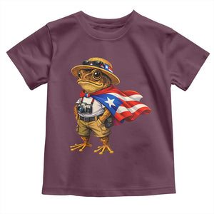 Coqui Frog Puerto Rico Flag Toddler T Shirt Puerto Rican Taino Boricua Vibes TS10 Maroon Print Your Wear