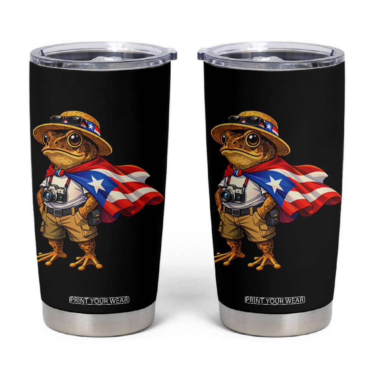 Coqui Frog Puerto Rico Flag Tumbler Cup Puerto Rican Taino Boricua Vibes TS10 Black Print Your Wear