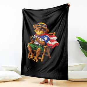 Funny Coqui Frog Puerto Rico Flag Throw Blanket Puerto Rican Taino Boricua Hispanic TS10 Print Your Wear