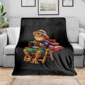 Funny Coqui Frog Puerto Rico Flag Throw Blanket Puerto Rican Taino Boricua Hispanic TS10 Print Your Wear
