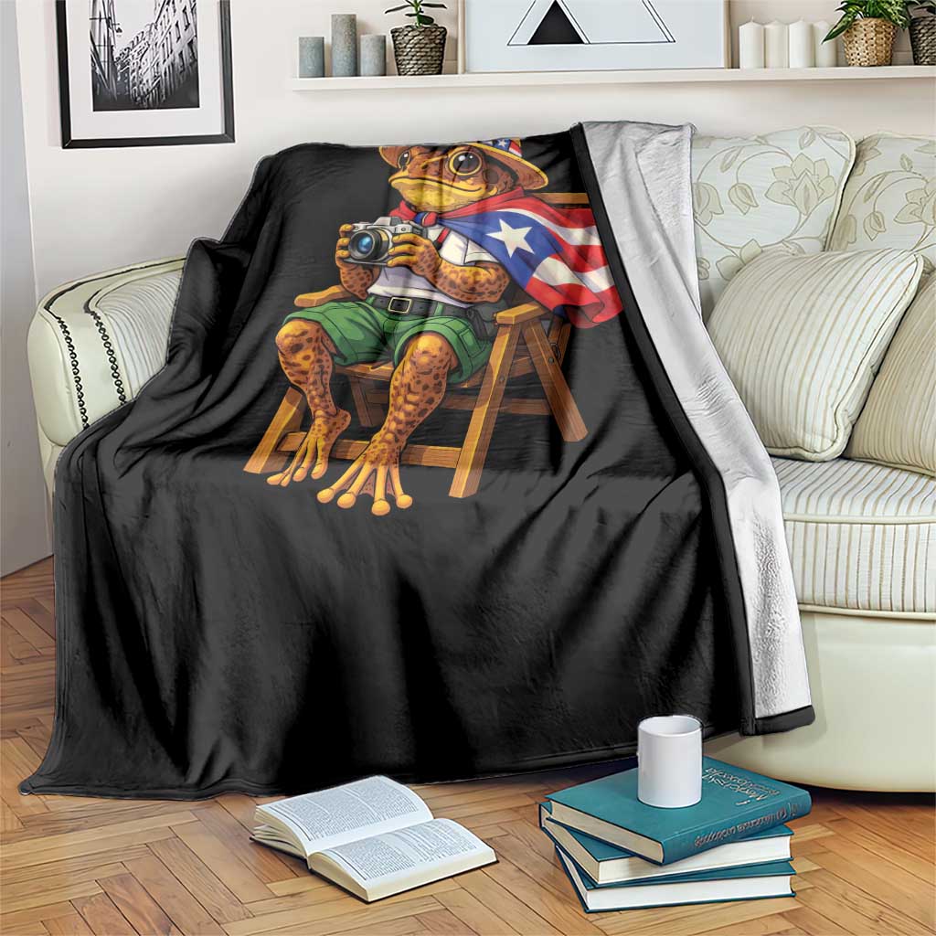 Funny Coqui Frog Puerto Rico Flag Throw Blanket Puerto Rican Taino Boricua Hispanic TS10 Print Your Wear
