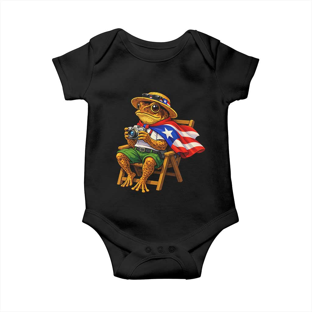 Funny Coqui Frog Puerto Rico Flag Baby Onesie Puerto Rican Taino Boricua Hispanic TS10 Black Print Your Wear