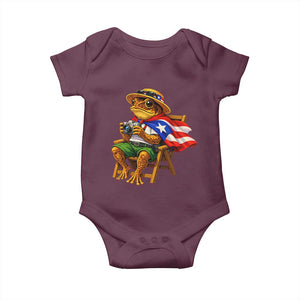 Funny Coqui Frog Puerto Rico Flag Baby Onesie Puerto Rican Taino Boricua Hispanic TS10 Maroon Print Your Wear