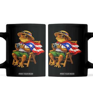 Funny Coqui Frog Puerto Rico Flag Coffee Mug Puerto Rican Taino Boricua Hispanic TS10 Black Print Your Wear