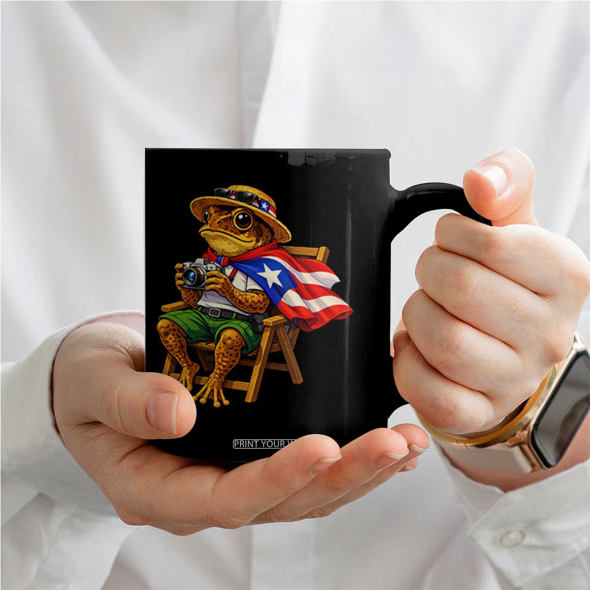 Funny Coqui Frog Puerto Rico Flag Coffee Mug Puerto Rican Taino Boricua Hispanic TS10 Print Your Wear