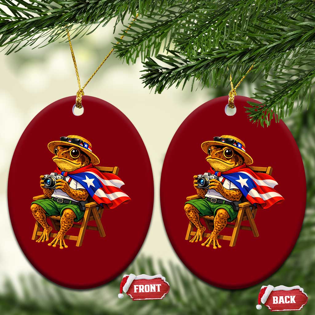 Funny Coqui Frog Puerto Rico Flag Ceramic Ornament Puerto Rican Taino Boricua Hispanic TS10 Print Your Wear