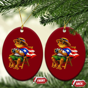 Funny Coqui Frog Puerto Rico Flag Ceramic Ornament Puerto Rican Taino Boricua Hispanic TS10 Print Your Wear
