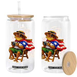 Funny Coqui Frog Puerto Rico Flag Glass Can Puerto Rican Taino Boricua Hispanic TS10 Print Your Wear