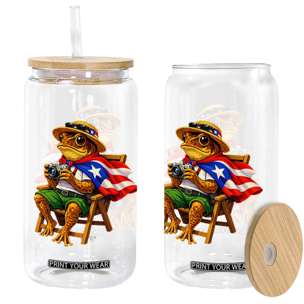 Funny Coqui Frog Puerto Rico Flag Glass Can Puerto Rican Taino Boricua Hispanic TS10 Print Your Wear