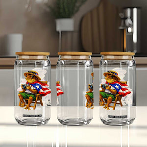 Funny Coqui Frog Puerto Rico Flag Glass Can Puerto Rican Taino Boricua Hispanic TS10 Print Your Wear