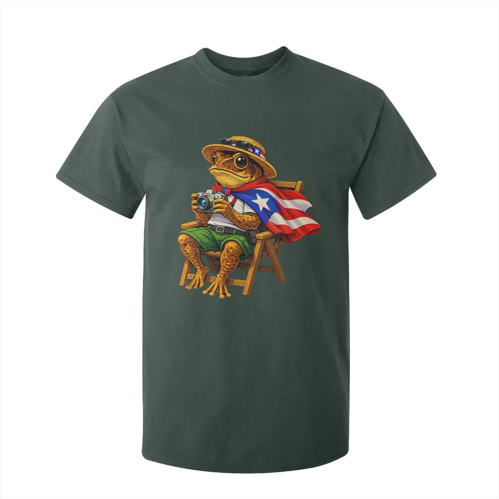 Funny Coqui Frog Puerto Rico Flag T Shirt For Kid Puerto Rican Taino Boricua Hispanic TS10 Dark Forest Green Print Your Wear
